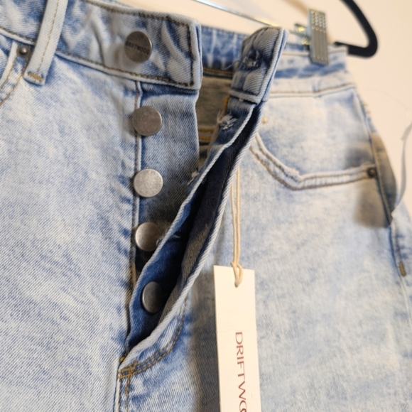 Driftwood Royce Straight Leg High Rise Raw Hem Light Denim Jeans Size 26 - Picture 6 of 8